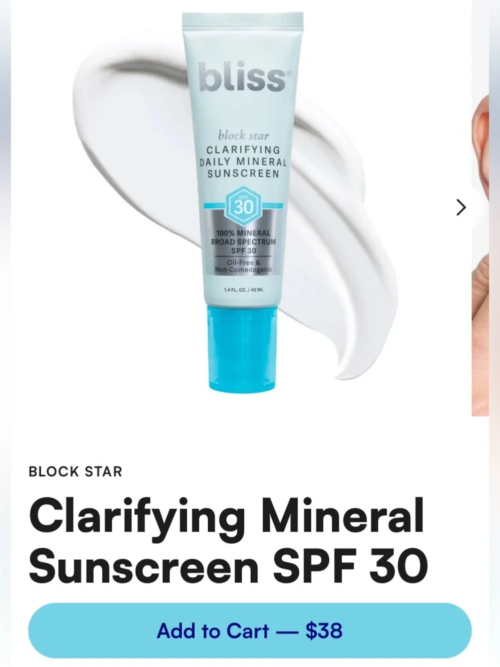 Bliss Clarifying Daily Mineral Sunscreen SPF 30 - Aqua and White